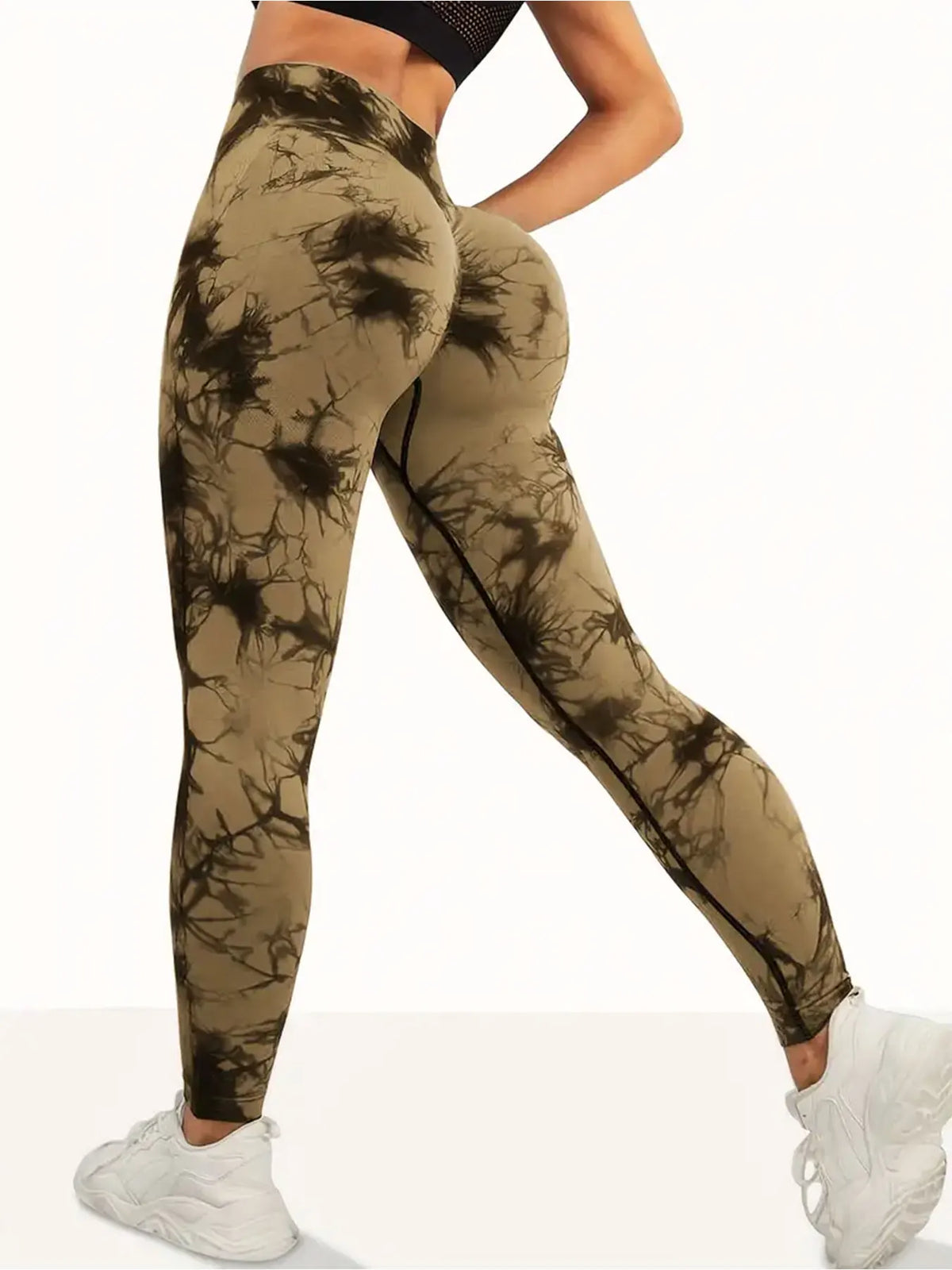 Legging de yoga femme sans coutures, taille haute et motif tie-dye