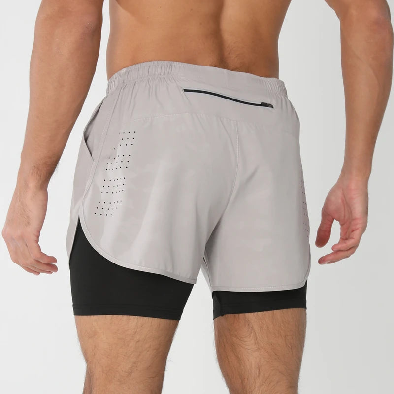 Short de running homme 2-en-1 à double épaisseur