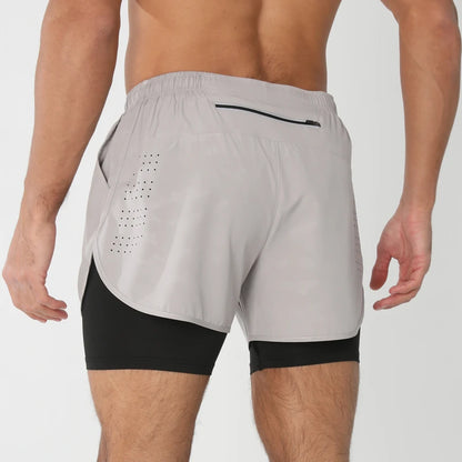 Short de running homme 2-en-1 à double épaisseur