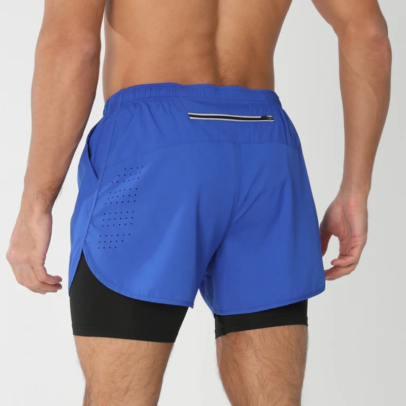 Short de running homme 2-en-1 à double épaisseur