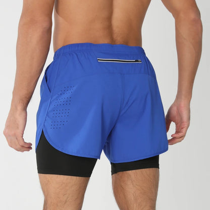 Short de running homme 2-en-1 à double épaisseur