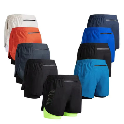 Short de running homme 2-en-1 à double épaisseur