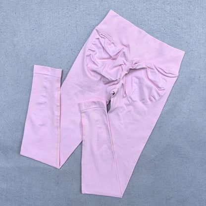 Legging de sport femme sans coutures, ceinture côtelée et détail froncé