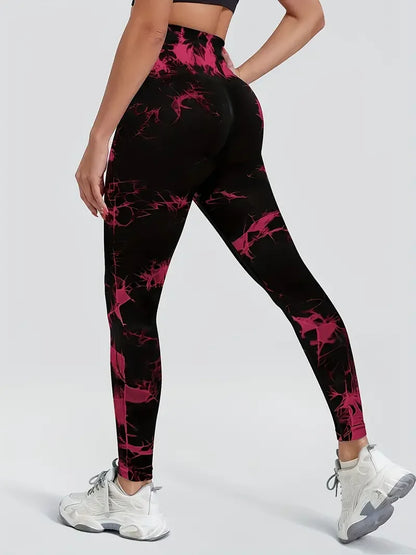 Legging de yoga femme sans coutures, taille haute et motif tie-dye