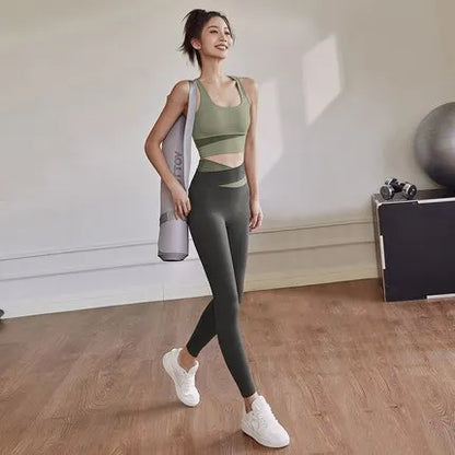 Ensemble de yoga femme deux pièces en nylon et élasthanne