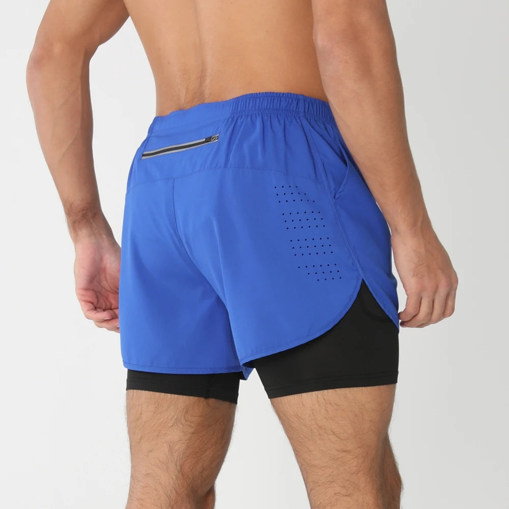 Short de running homme 2-en-1 à double épaisseur