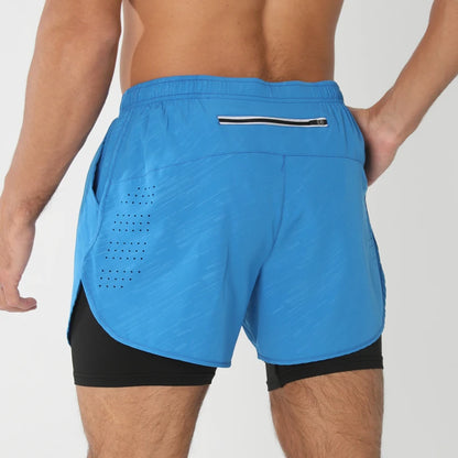 Short de running homme 2-en-1 à double épaisseur