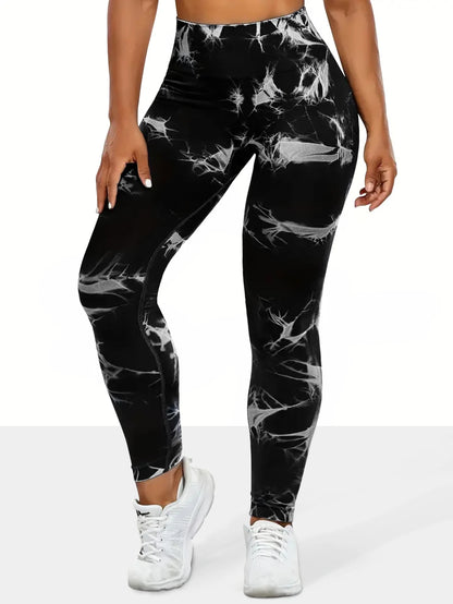 Legging de yoga femme sans coutures, taille haute et motif tie-dye