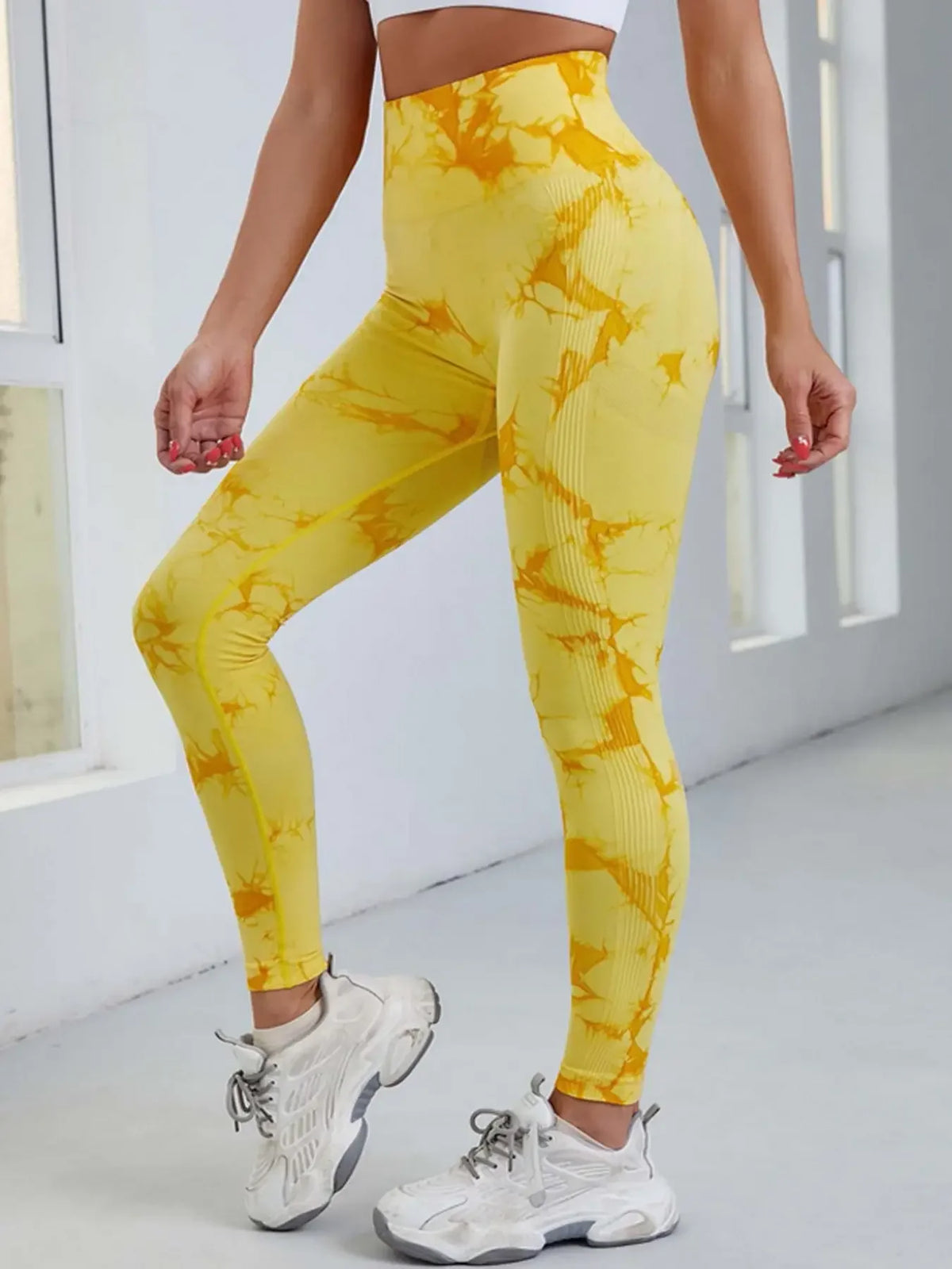 Legging de yoga femme sans coutures, taille haute et motif tie-dye