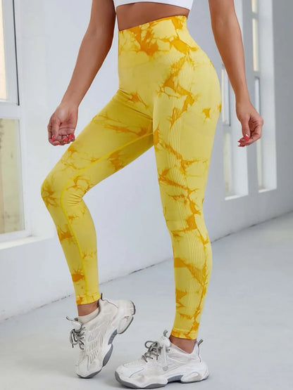 Legging de yoga femme sans coutures, taille haute et motif tie-dye