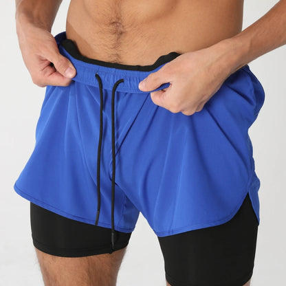 Short de running homme 2-en-1 à double épaisseur