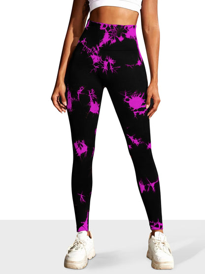 Legging de yoga femme sans coutures, taille haute et motif tie-dye